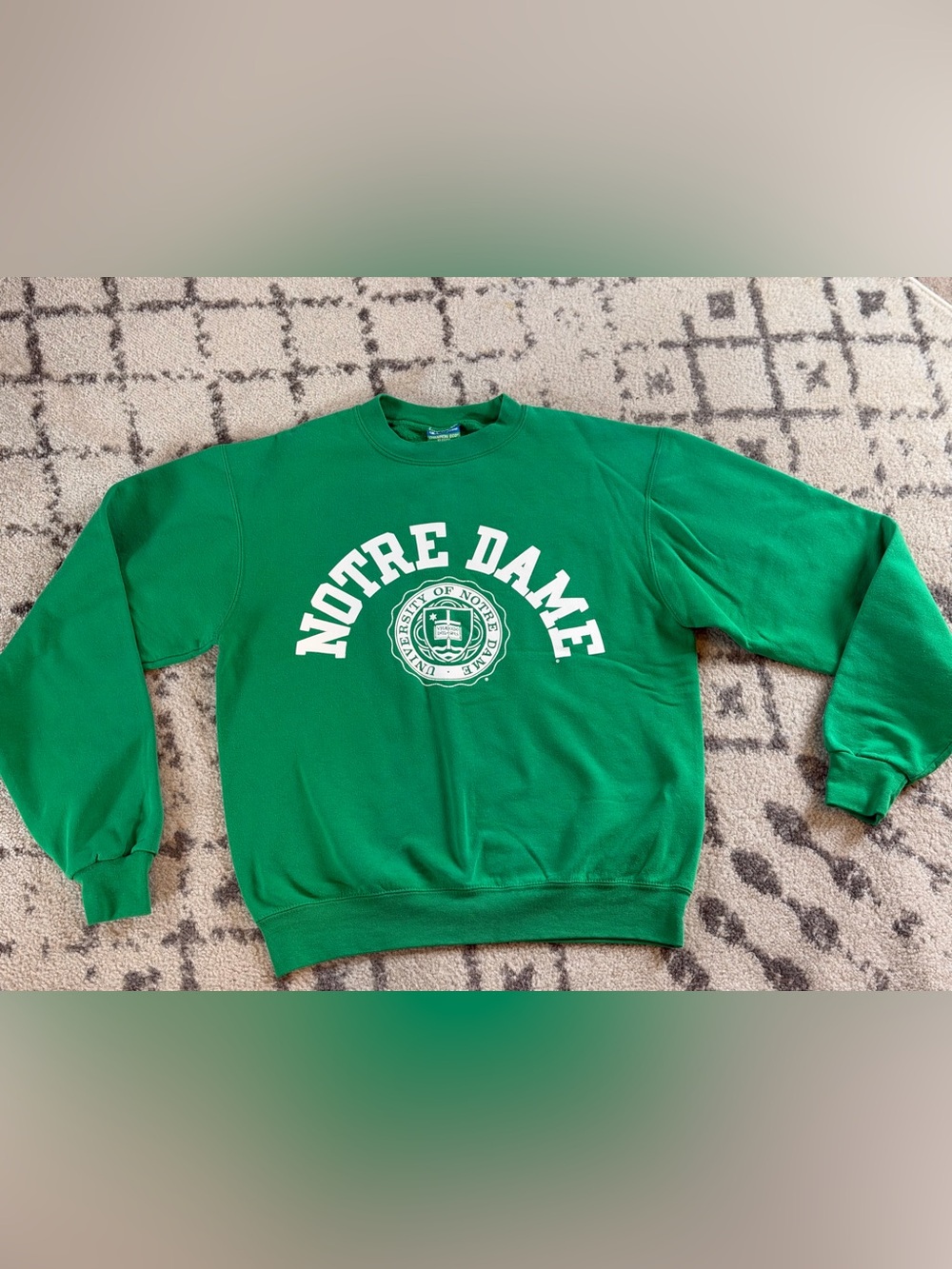 Notre Dame Champion Eco Fleece Crewneck Sweatshirt Small Kelly Green Seal